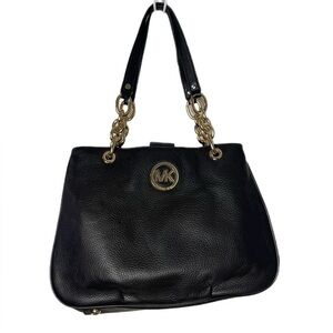 Michael Kors Fulton Chain Tote Black Leather Bag